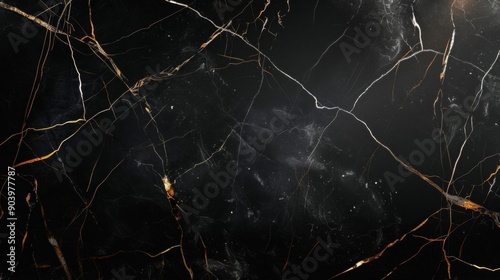 Luxurious black marble background with fine light veins for elegant interiors