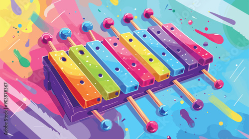 Professional Xylophone with Sticks Musical Instrument Concept