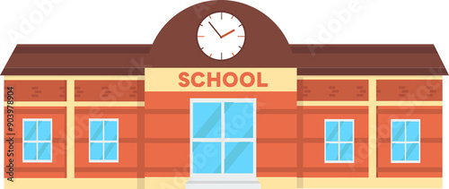 large school building illustration in flat design