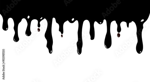 Dripping liquid. Melt drop. Flowing liquid isolated on white background. leak, splash, spilled liquid. Vector illustration.