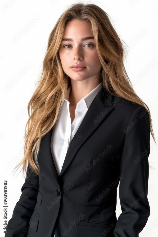 A businesswoman wearing formal suit isolated created with Generative AI A businesswoman wearing formal suit isolated created with Generative AI