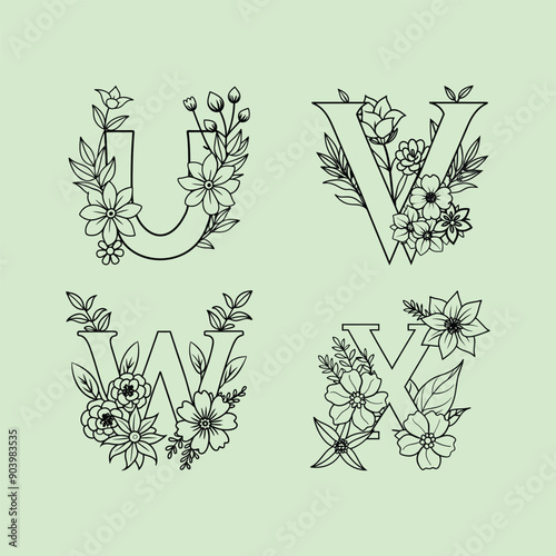 Floral Alphabet: Stunning Vector Line Art Letters