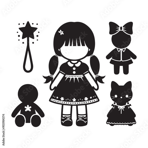 The Unique Doll Silhouette vector file.