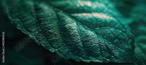 Close-up of a Green Leaf with Detailed Veins