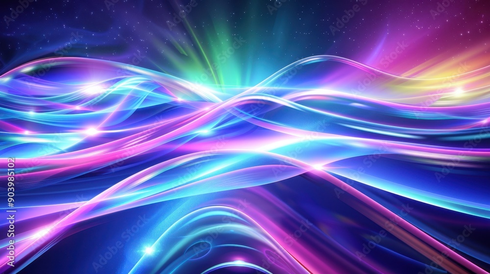 Fototapeta premium Vibrant Abstract Neon Waves Background with Radiant Colors