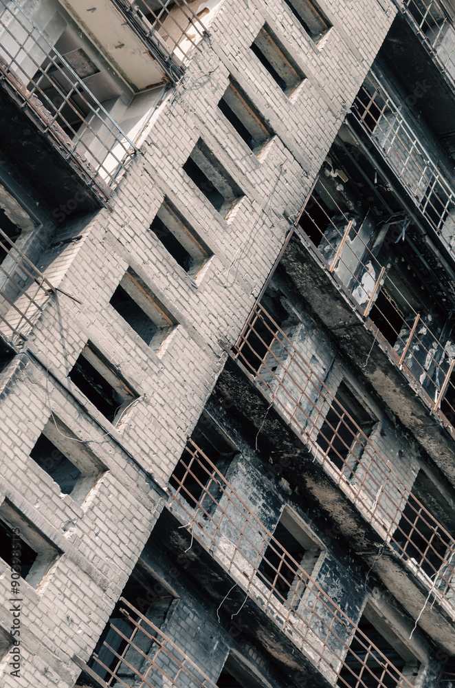 destroyed building in a city lost in the war in Ukraine destroyed building in a city lost in the war in Ukraine