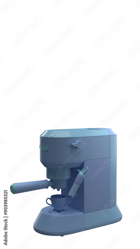 Coffee maker cartoon rendering. Coffee machine minimal style illustration isolated in studio transparent background. 3d render Coffee maker cartoon rendering. Coffee machine minimal style illustration isolated in studio transparent background. 3d render