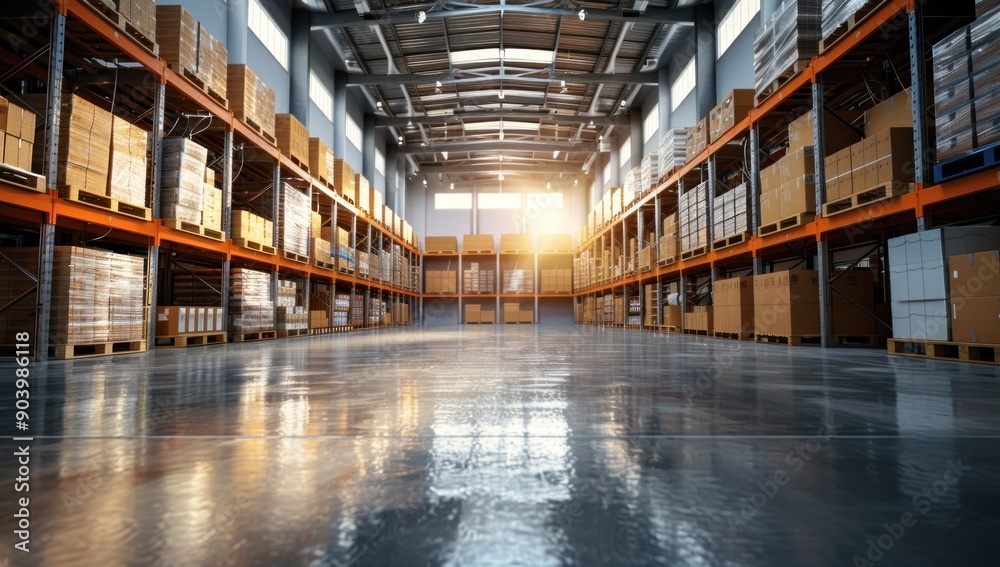 Fototapeta premium Warehouse Interior with Sunlight