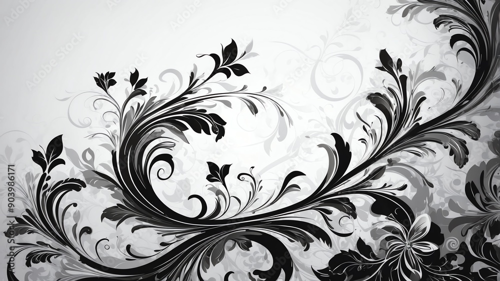 black floral swirls abstract background design backdrop copy space black floral swirls abstract background design backdrop copy space