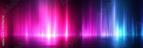  Abstract neon background with glowing vertical lines and rays in the colors pink on dark background photo