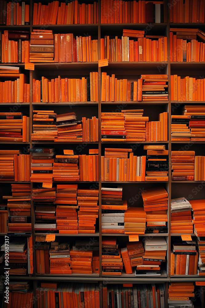 orange books on a shelf orange books on a shelf