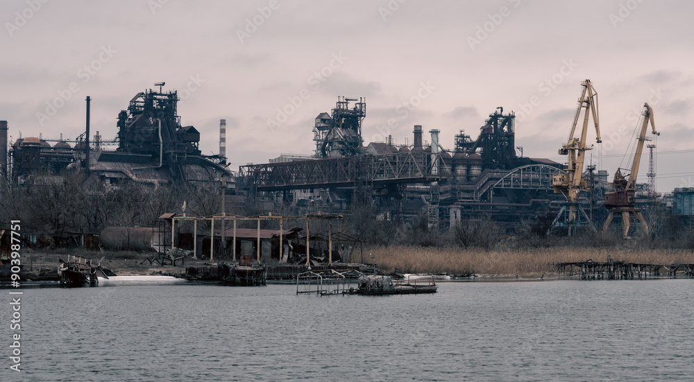 destroyed industrial building in a city lost in the war in Ukraine destroyed industrial building in a city lost in the war in Ukraine