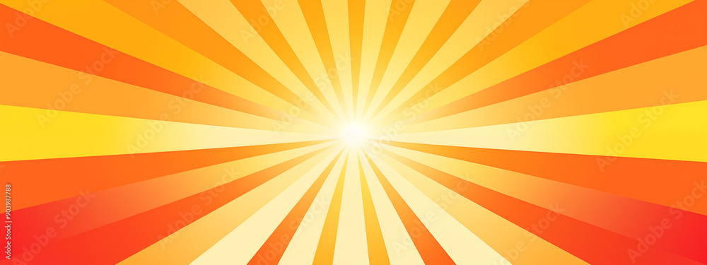Obraz premium Radiant Yellow and Orange Sunburst with Converging Lines and Bright Center