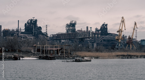 destroyed industrial building in a city lost in the war in Ukraine