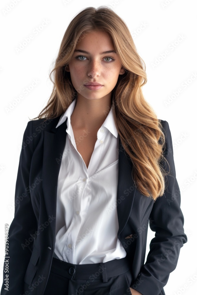 A businesswoman wearing formal suit isolated created with Generative AI A businesswoman wearing formal suit isolated created with Generative AI