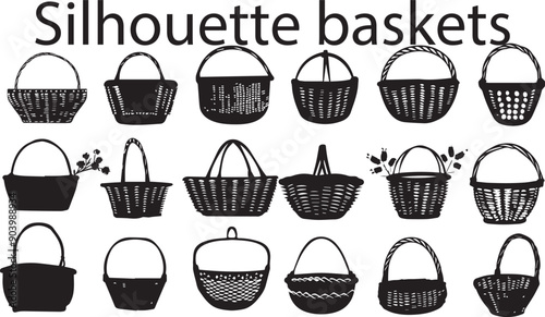 Silhouette baskets  Minimalist Black Silhouette Vector Collection
