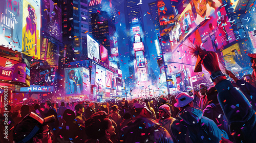 A vibrant New Year's Eve celebration in Times Square photo