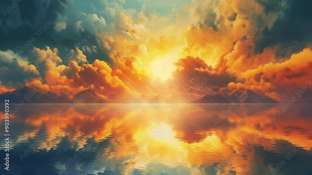 Fototapeta premium clouds reflected on the water