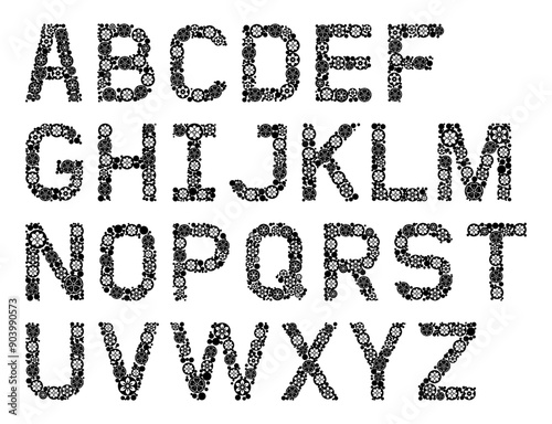 Flower uppercase alphabet letters fonts