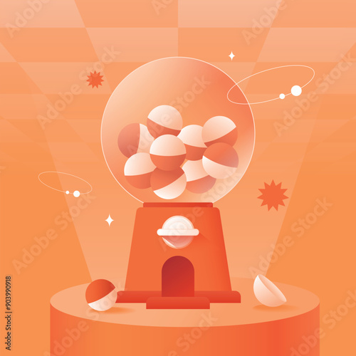 random drawing machine event promotion vector illustration