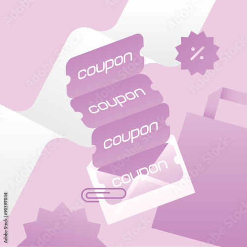 coupon clip envelope event promotion discount illustration