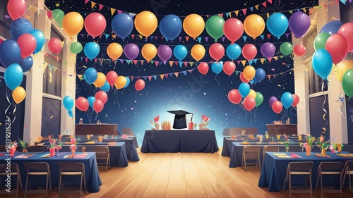 graduation party setup background art design backdrop copy space