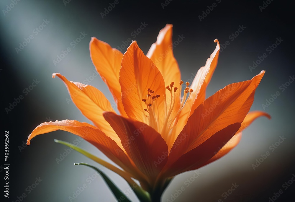 A close-up view of an orange flower petal with a vibrant A close-up view of an orange flower petal with a vibrant