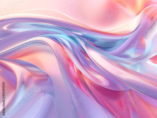 Wallpaper Mural Abstract iridescent waves in pink, blue and purple colors. Torontodigital.ca