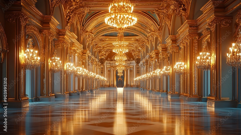 Majestic Interior of a Luxuriously Ornate Palace