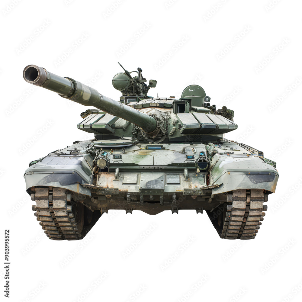 Powerful Military Tank in Camouflage On Isolated Background. Powerful Military Tank in Camouflage On Isolated Background.