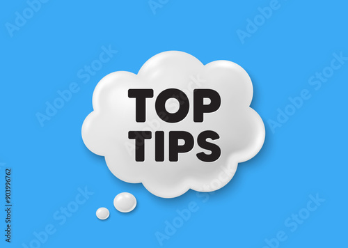 Top tips tag. Comic speech bubble 3d icon. Education faq sign. Best help assistance. Top tips chat offer. Speech bubble comic banner. Discount balloon. Vector