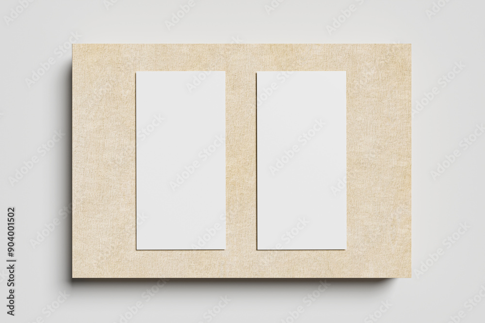 Fototapeta premium Perfect blank DL flyer brochure on wooden board.