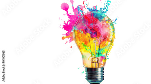 Colorful light bulb on transparent background