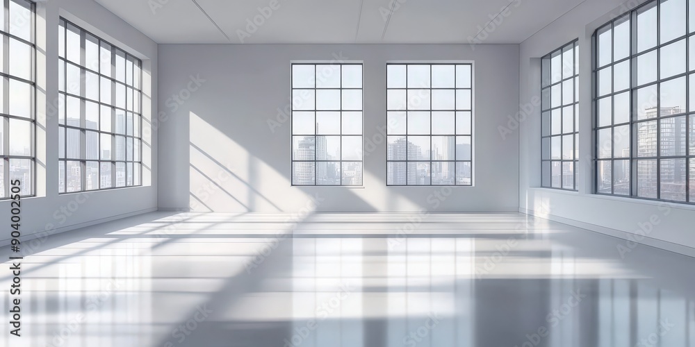 Obraz premium empty white room with window an sunlight,Blank white interior room background