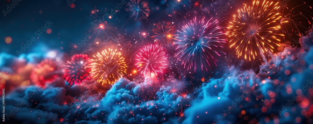 Spectacular Fireworks Display at Night Spectacular Fireworks Display at Night