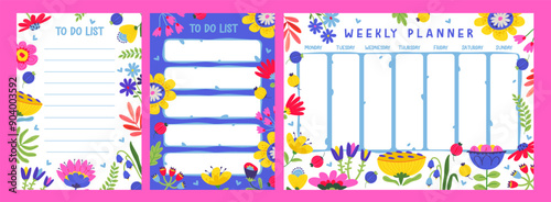 Planner and organizer with floral elements. Flower planner, featuring blooms and plants. Vector illustration is for projects centered on routine, scheduling, and the beauty of nature