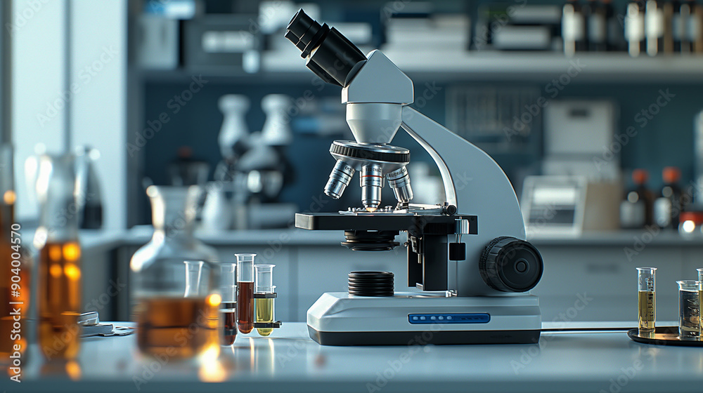 close-up of an advanced microscope on the table in a modern laboratory close-up of an advanced microscope on the table in a modern laboratory