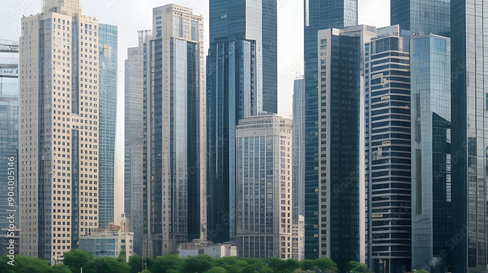 Features a mix of modern architectural styles and glass facades Features a mix of modern architectural styles and glass facades