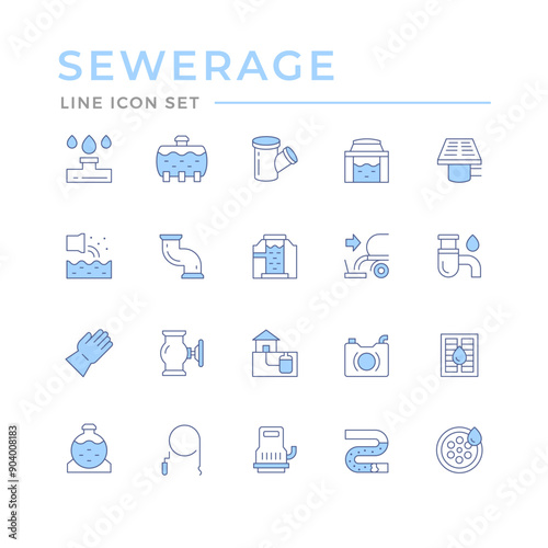 Set color line icons of sewerage