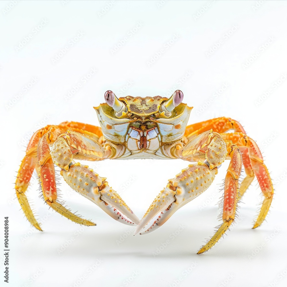 Medium shot of swimmer crab, isolated on a white background, bright and vivid tonality Medium shot of swimmer crab, isolated on a white background, bright and vivid tonality