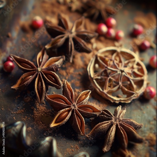 Cinammon and Star Anise Spice for Cooking, Aromatic Ingredient for Christmas Decoration