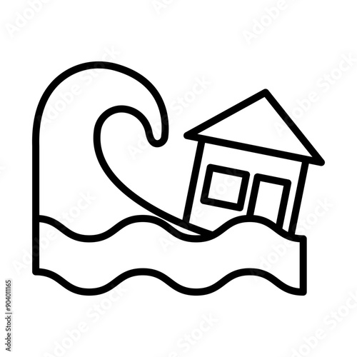 Tsunami line icon