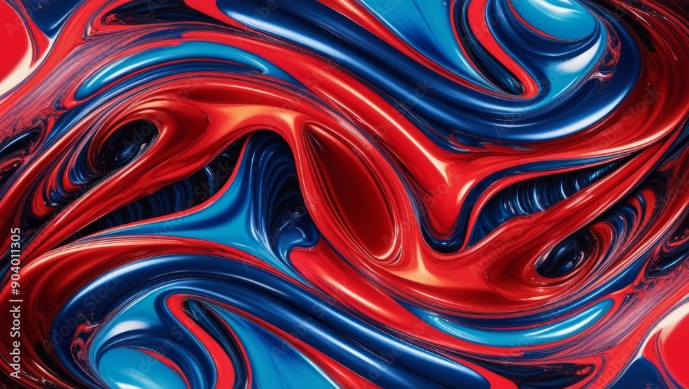 abstract background with mesmerizing design of glossy liquid textures Vivid waves of colors with red and blue swirls in a smooth pattern. abstract background with mesmerizing design of glossy liquid textures Vivid waves of colors with red and blue swirls in a smooth pattern.