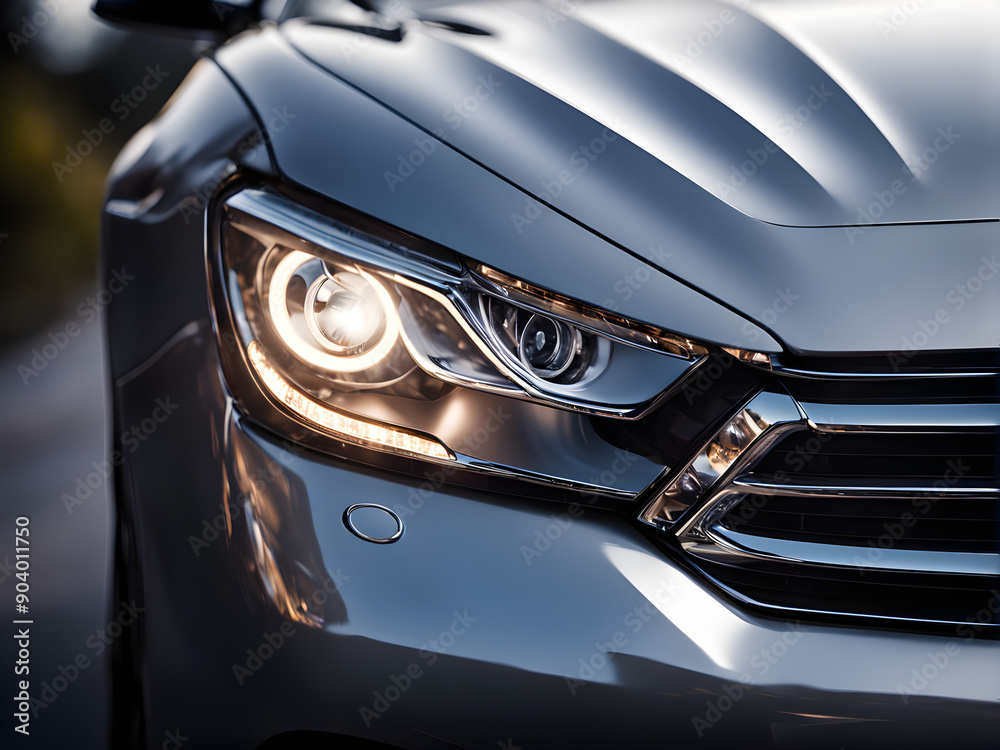 headlight of modern prestigious car close up.