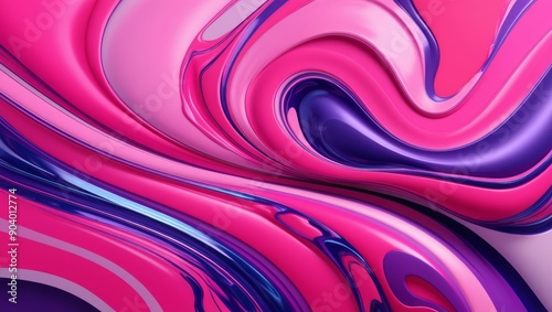 abstract background with mesmerizing design of glossy liquid textures Vivid waves of colors with pink and purple swirls in a smooth pattern.