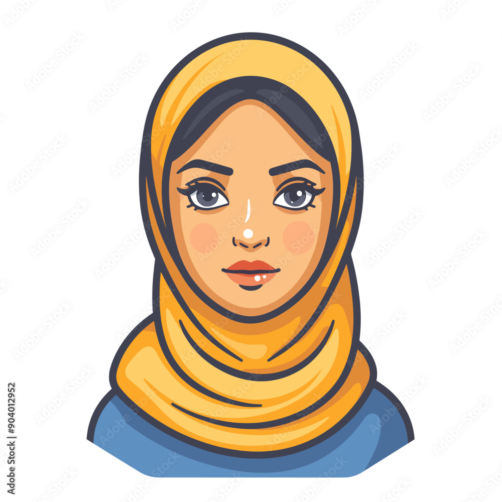 Beautiful Muslim woman wearing hijab. Vector illustration in flat style. Beautiful Muslim woman wearing hijab. Vector illustration in flat style.