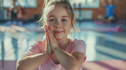 Young Girl with Blonde Hair and Blue Eyes Holding Hands Together