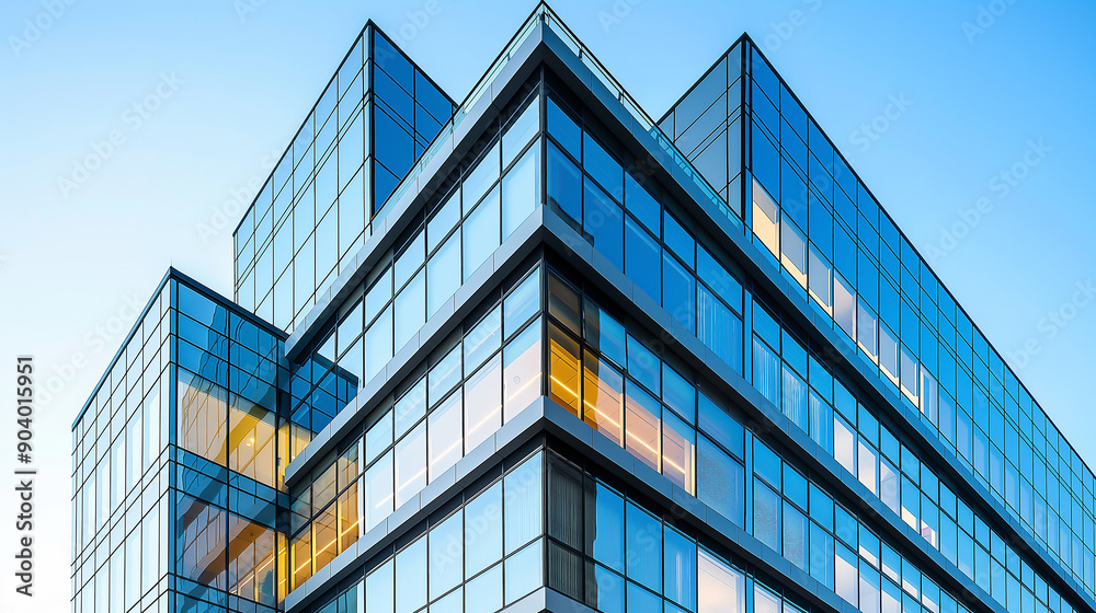 A modern office building with glass windows A modern office building with glass windows