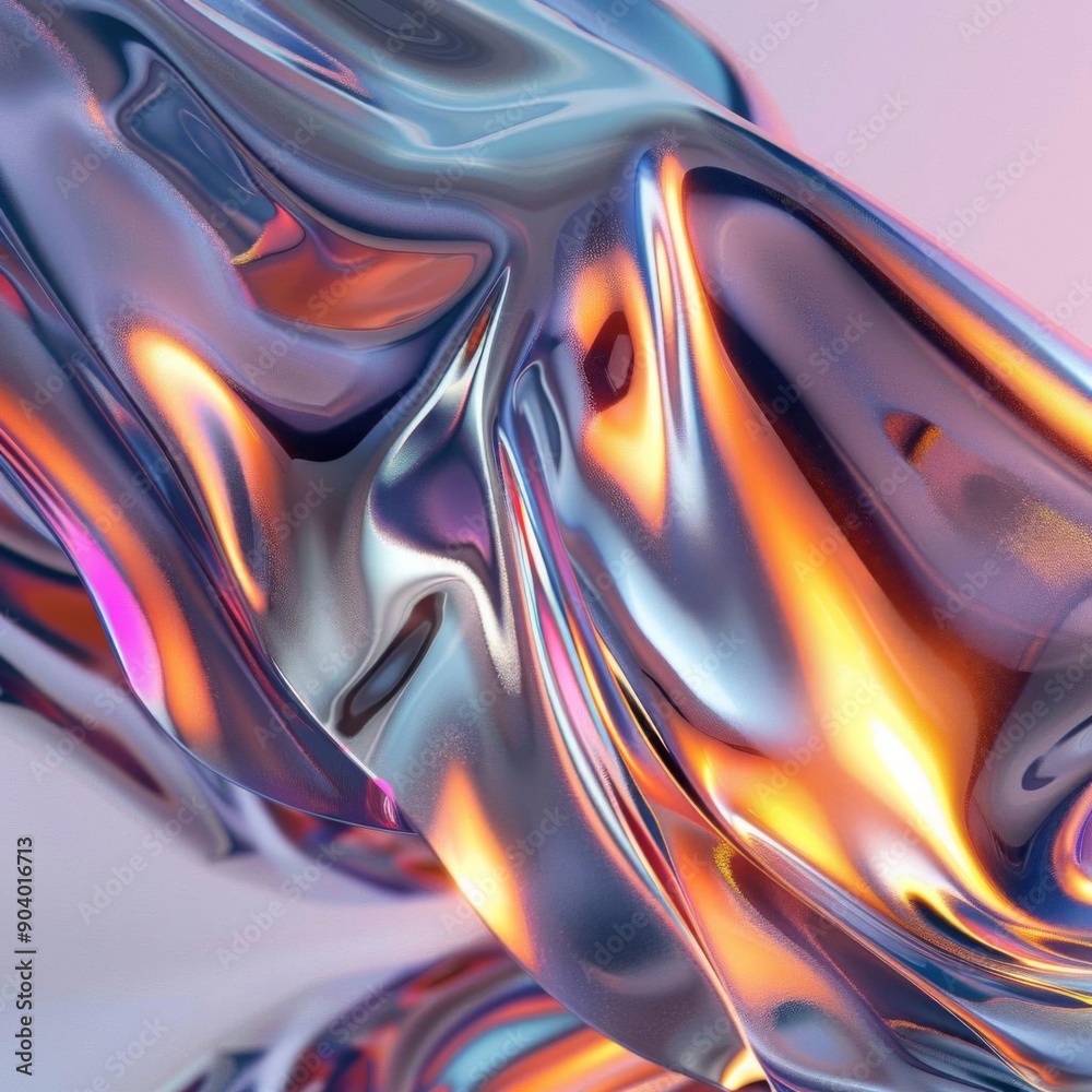 Abstract iridescent liquid metal surface with fluid waves and dynamic textures. Abstract iridescent liquid metal surface with fluid waves and dynamic textures.