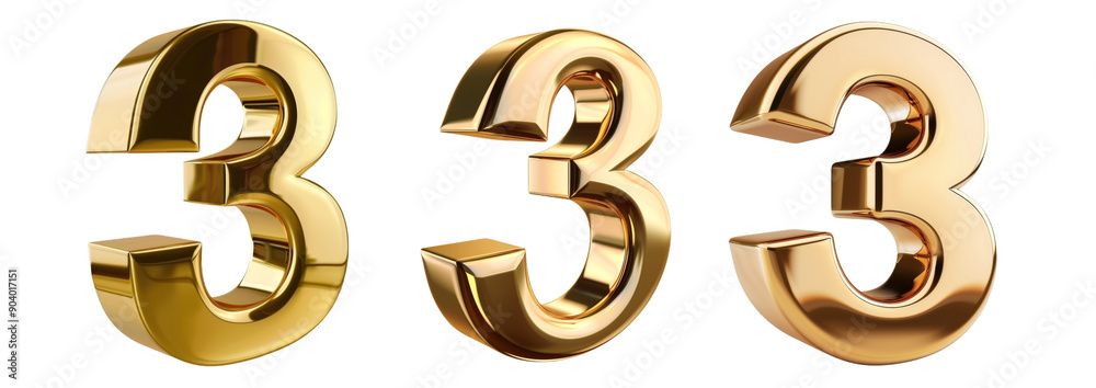 Set of golden isolated numbers. Bright metallic 3d objects. Set of golden isolated numbers. Bright metallic 3d objects.